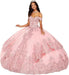 Elegant tulle off-shoulder beaded Quinceanera ball gown by MANDOTOS INTERNATIONAL, featuring intricate beadwork and flowing skirt.