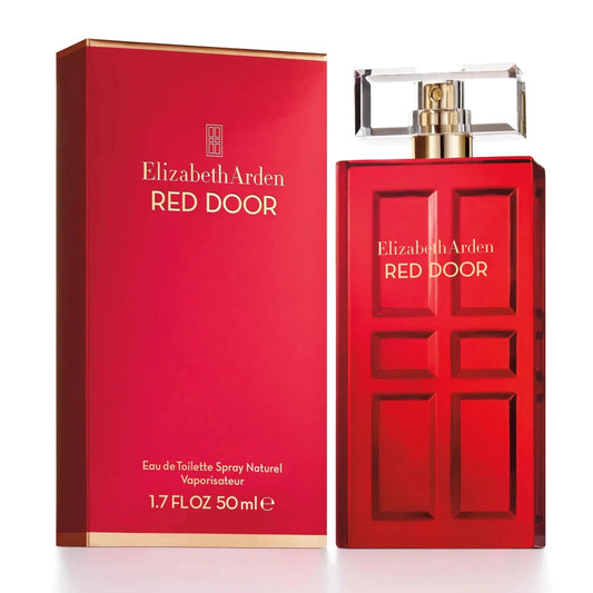 Elizabeth Arden Red Door Essence bottle, 1.7 fl oz, in elegant packaging, displayed on a neutral background.