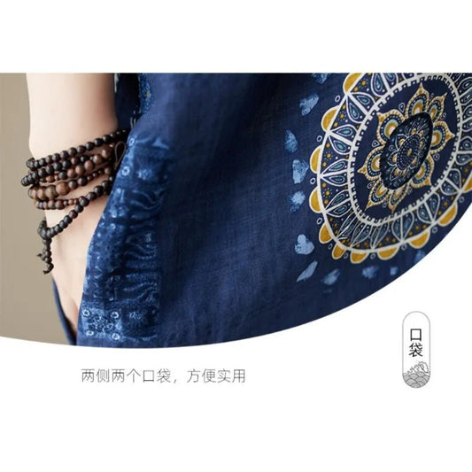 Ethnic bohemian beach dress for women, casual fashion by MANDOTOS INTERNATIONAL, featuring colorful patterns and relaxed fit.
