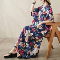 Ethnic Bohemian beach dress for women by MANDOTOS INTERNATIONAL, featuring casual, flowy fabric with vibrant patterns.