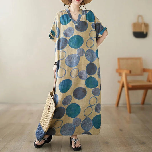 Ethnic Bohemian beach dress for women by MANDOTOS INTERNATIONAL, casual and stylish with colorful patterns and flowing fabric.