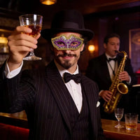 Handcrafted party mask with intricate details by MANDOTOS INTERNATIONAL, perfect for Carnival and social events.