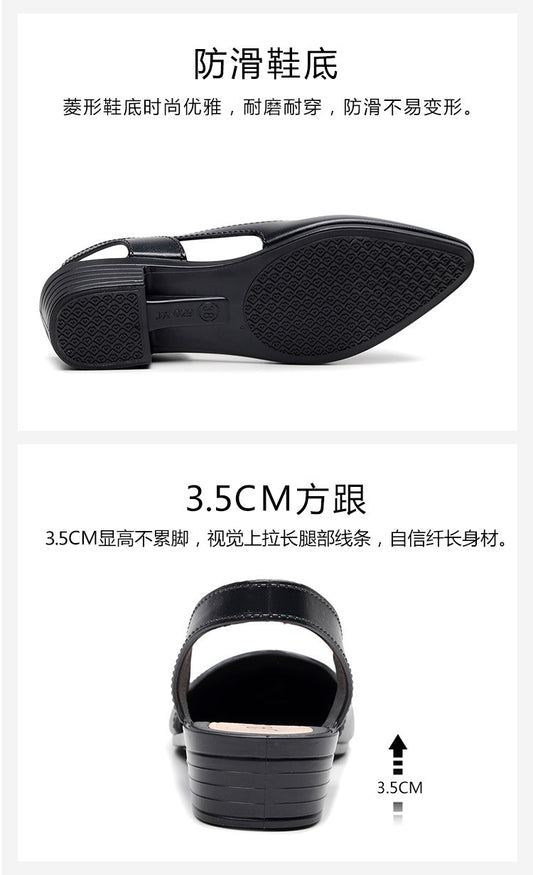 Mandotos International women's casual jelly sandals with shallow mouth design, mid-low heel, breathable plastic material, Korean style.