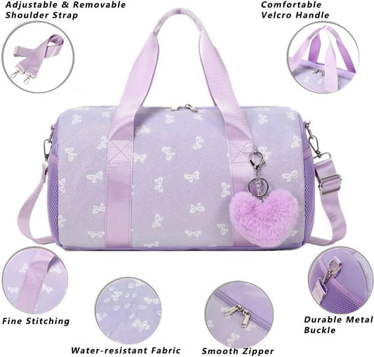 Fashionable MANDOTOS INTERNATIONAL backpack with bowknot pattern, foldable design, 20-35L capacity for daily use and travel.