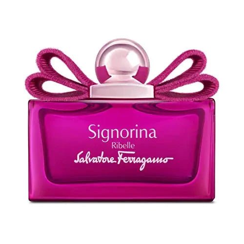 Ferragamo Ribelle Femme EDP 3.4 oz bottle with elegant packaging, showcasing the luxurious floral and woody fragrance.