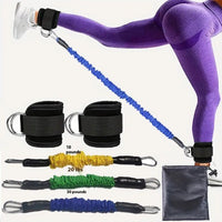 Mandotos International FlexFit ankle resistance bands for strength training and exercise, shown in a close-up image.