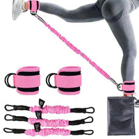 Mandotos International FlexFit ankle resistance bands on a white background, showing their stretchable, durable design for exercise.