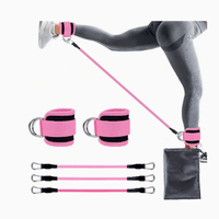 Mandotos International FlexFit ankle resistance bands for strength training and fitness exercises, shown in a set of colorful bands.