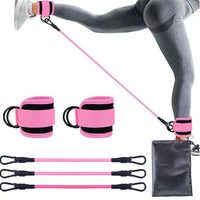 Mandotos International FlexFit ankle resistance bands used for strength training and leg exercises.