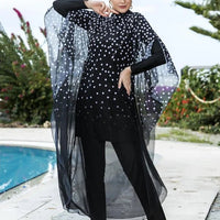 Mandotos International floral burkini for women, modest swimsuit with floral pattern, designed for middle-aged women, full coverage swimwear.