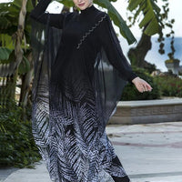 Mandotos International floral burkini swimsuit for women, modest swimwear for middle-aged women, with colorful floral pattern.