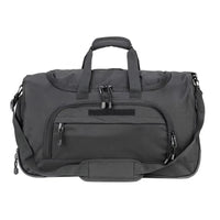 Large capacity foldable unisex duffel bag from MANDOTOS INTERNATIONAL with shoe compartment and sturdy handles.