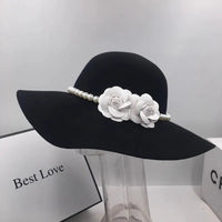 French style women's fedora hat with wide brim, felt material, suitable for winter and autumn, featuring a derby jazz design.