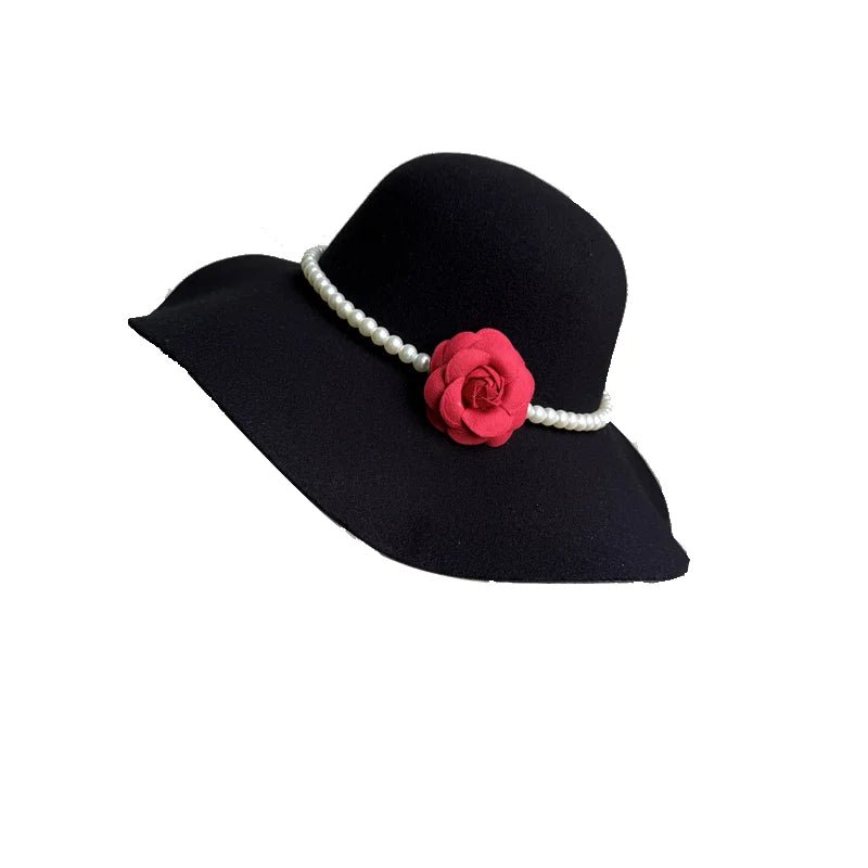 French style women's fedora hat with wide brim, felt material, suitable for winter and autumn, perfect for derby and jazz fashion.