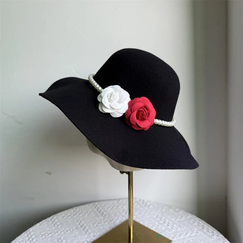 French style fedora hat for women with a wide brim, made of felt, suitable for winter and autumn, by MANDOTOS INTERNATIONAL.