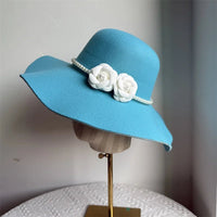 French style women's fedora hat with wide brim, felt material, suitable for winter and autumn, in a derby jazz fashion by MANDOTOS INTERNATIONAL.
