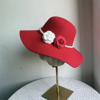 French style women's fedora hat by MANDOTOS INTERNATIONAL with a wide brim, felt material, perfect for winter and autumn fashion.