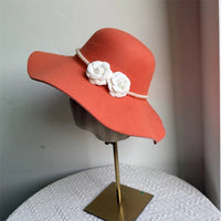 French style women's fedora hat by Mandotos International with wide brim felt design, ideal for winter and autumn jazz or derby fashion.