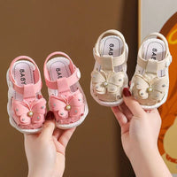 Girls' summer sandals by MANDOTOS INTERNATIONAL, soft sole, non-slip infant beach shoes, princess style for little girls.