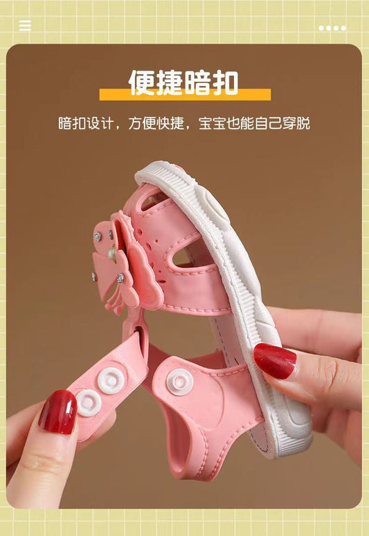 Girls' summer sandals by MANDOTOS INTERNATIONAL, soft sole, non-slip infant beach shoes for little girls, princess style.