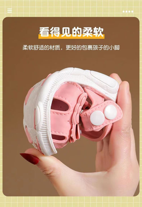 Girls' summer sandals by MANDOTOS INTERNATIONAL, soft sole, non-slip infant beach shoes, pink princess style for little girls.
