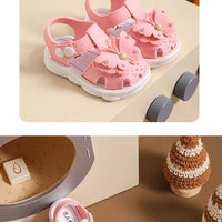 Girls' summer sandals by MANDOTOS INTERNATIONAL, soft sole, non-slip infant beach shoes for little girls with princess style.