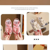 Girls' summer sandals by MANDOTOS INTERNATIONAL, soft sole, non-slip infant beach shoes with princess design for little girls.