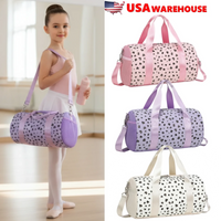 Mandotos International glitter hearts ballet bag for girls, US stock duffel travel and gym bag with colorful heart design.