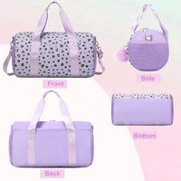 Mandotos International Glitter Hearts ballet bag for girls, versatile duffel travel and gym bag with colorful heart design and handles.