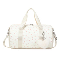 Mandotos International glitter hearts ballet bag for girls, US stock duffel travel weekender gym bag with colorful heart design.