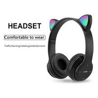Glow Light Cat Ear Bluetooth Headphones by MANDOTOS INTERNATIONAL, featuring glowing cat ears for kids and adults.