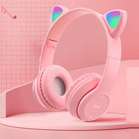 Glow Light Cat Ear Bluetooth Headphones by MANDOTOS INTERNATIONAL, featuring colorful glowing cat ears and adjustable headbands.