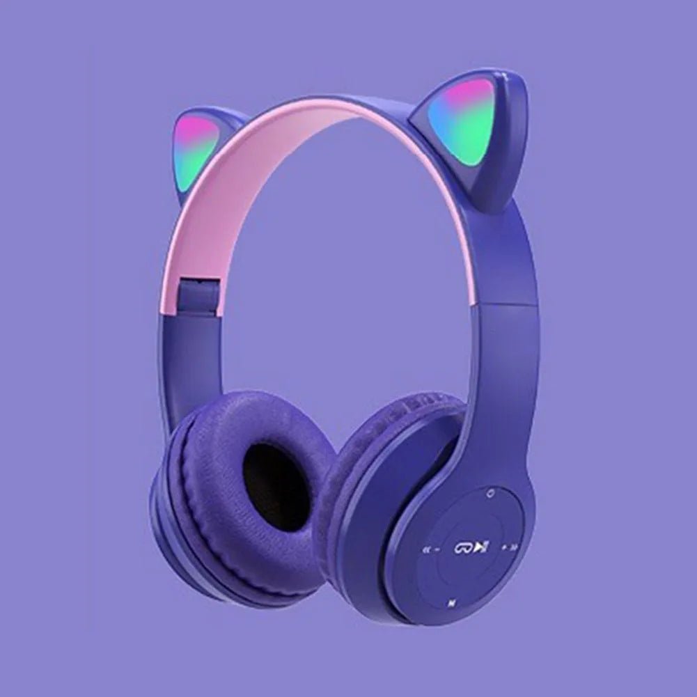Glow Light Cat Ear Bluetooth Headphones by MANDOTOS INTERNATIONAL, featuring colorful LED lights and comfortable ear cushions.