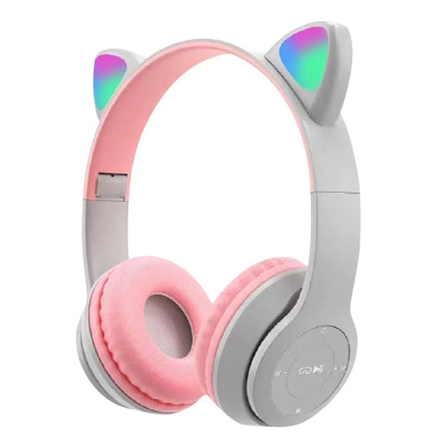 Glow Light Cat Ear Bluetooth Headphones by MANDOTOS INTERNATIONAL with colorful illuminated cat ear design for kids and adults.