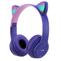 Glow Light Cat Ear Bluetooth Headphones by MANDOTOS INTERNATIONAL, featuring colorful glowing cat ears for kids and adults.