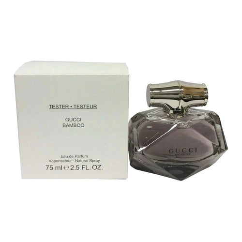 Mandotos International Gucci Bamboo Eau De Parfum 2.5oz tester bottle with elegant packaging and cap.