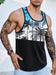 Mandotos International Hawaiian-style palm print men's tank top perfect for summer beach trips and casual wear.