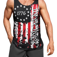 Hawaiian style palm print men's tank top by MANDOTOS INTERNATIONAL, perfect for summer beach trips and casual wear.