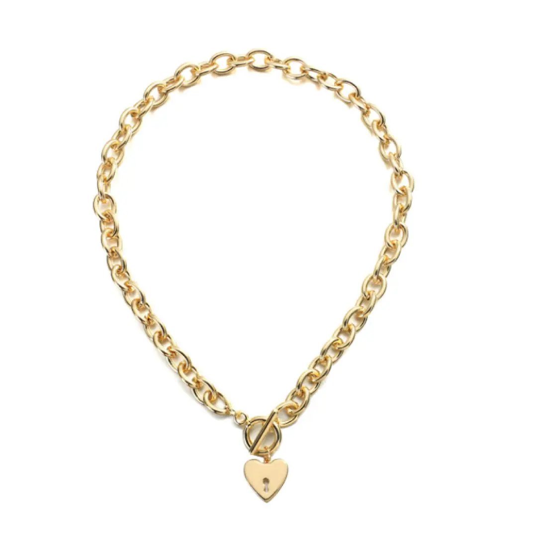 Silver Heart Key Toggle Necklace by MANDOTOS INTERNATIONAL featuring a delicate heart-shaped pendant and toggle clasp.