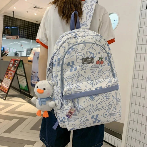 High capacity plaid student backpack by MANDOTOS INTERNATIONAL with cute print, ideal for school and daily use