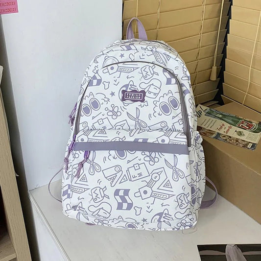 High capacity plaid backpack for students with cute print, ideal for school, by MANDOTOS INTERNATIONAL