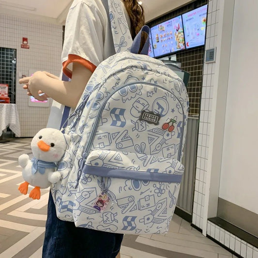 Mandotos International high capacity plaid student backpack with cute print, ideal for school and everyday use