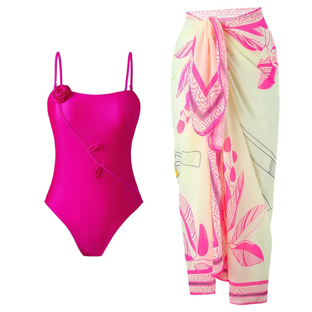 Mandotos International high-quality swimwear fabric women’s printed sarong and bikini set with beach coverup wrap skirt and custom logo.