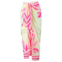 High-quality swimwear fabric women’s printed sarong and bikini set with beach coverup wrap skirt and customizable logo design.