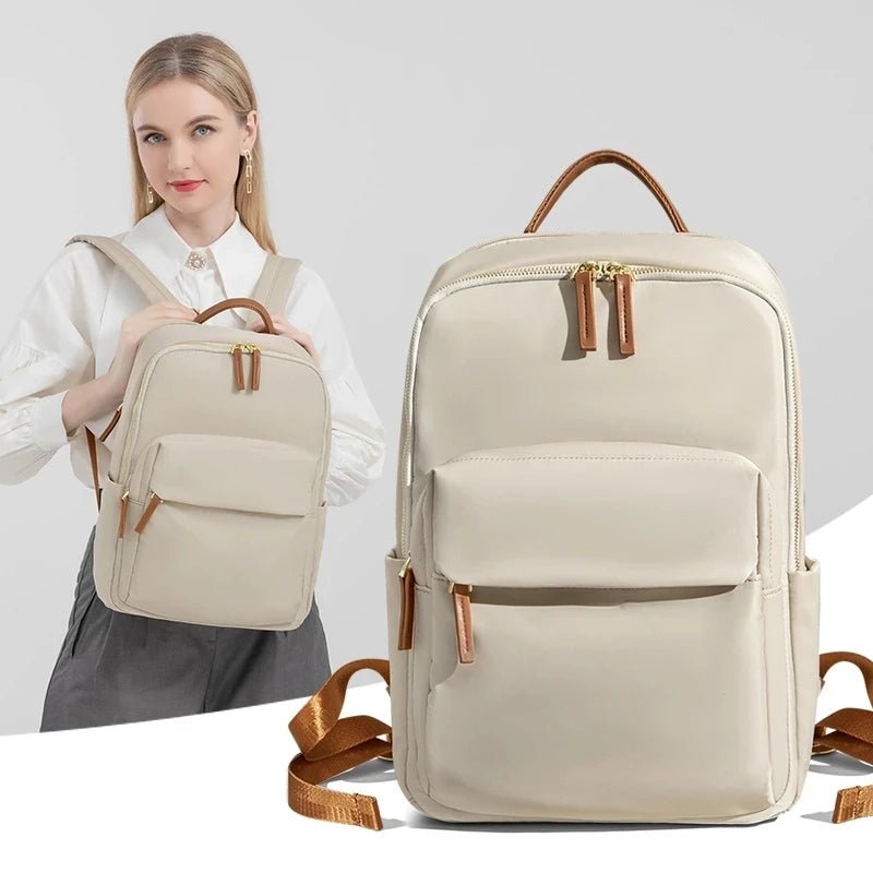 Mandotos International waterproof laptop backpack designed for business travel with multiple compartments and sturdy straps.
