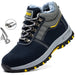 Mandotos men's winter work boots with steel toe cap, puncture-proof sole, plush lining, and safety features for cold weather.