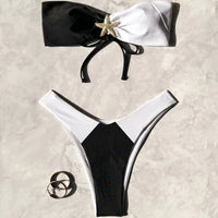 Plus size high waist swimsuit set with push-up bikini top, MANDOTOS INTERNATIONAL, featuring vibrant colors and supportive fit.