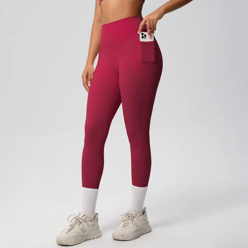 Mandotos high waist women's yoga leggings with pockets, stretch fit, push-up design, ideal for fitness, running, and sports.