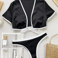Mandotos International hot micro girl two-piece racing bikini crop top and swimwear short sleeve suit, vibrant and stylish for competition swimming.