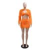 Mandotos International fleece 3-piece bikini and skirt set for ladies, ideal for club and party wear, in vibrant colors.